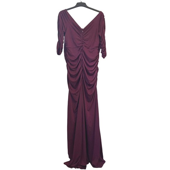 Torrid Cranberry Jersey Gown Ruched Off Shoulder Maxi Dress Plus Size 3 Evening - Picture 3 of 13